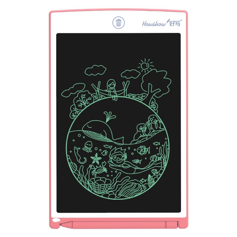 好写(howshow)8.5英寸无尘小黑板 儿童液晶手写板 涂鸦绘画板 学生写字板草稿板 宝宝玩具画画板 H8A樱桃红
