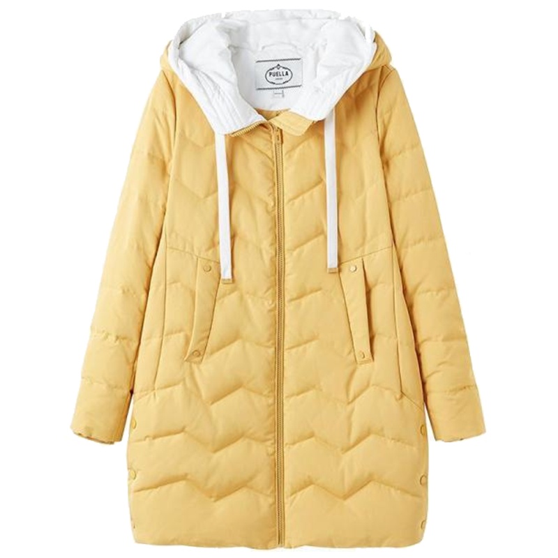 拉夏贝尔流行羽绒服时尚2019冬新款学生中长款过膝外套女20012304