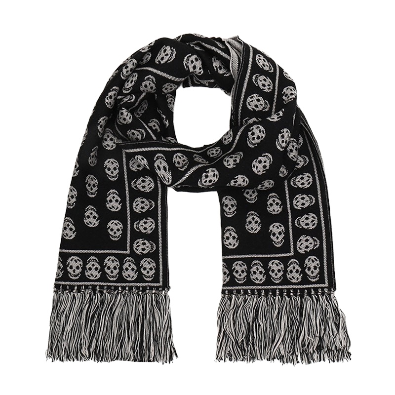 ALEXANDER MCQUEEN 中性黑色羊毛围巾 358351-4200Q-1078