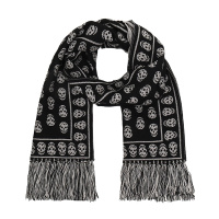 ALEXANDER MCQUEEN 中性黑色羊毛围巾 358351-4200Q-1078