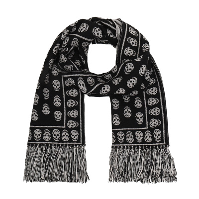 ALEXANDER MCQUEEN 中性黑色羊毛围巾 358351-4200Q-1078