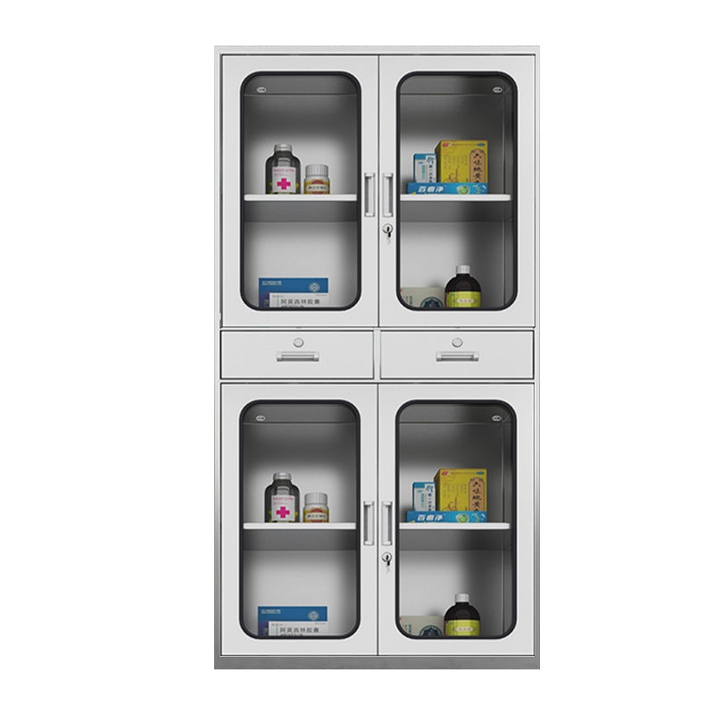 苏美特不锈钢文件柜档案柜办公储物柜二斗玻201不锈钢