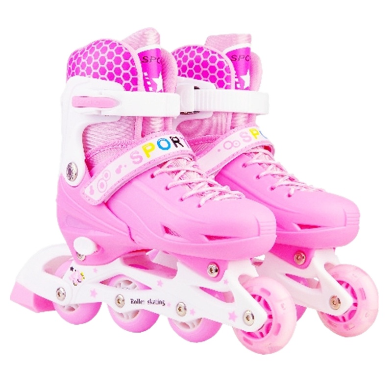 2024款直排溜冰鞋儿童可调女童男童闪光轮滑鞋全套旱冰鞋初学者滑冰鞋漂亮妈妈