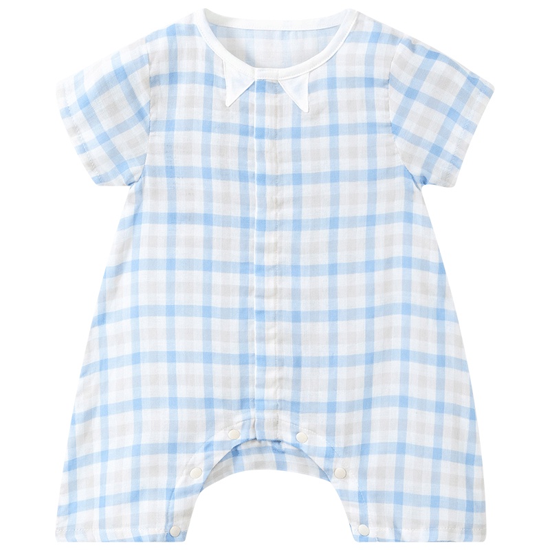 哈贝比新生婴儿纱布连体衣夏季装薄款空调爬服宝宝外出服纯棉哈衣