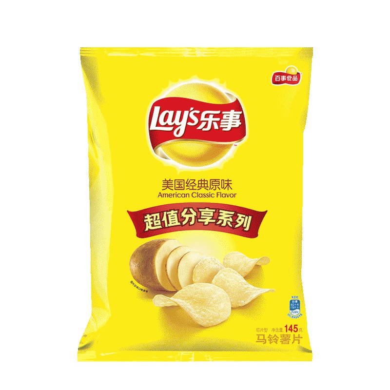 乐事(LAY'S) 薯片 马铃薯片 美国经典原味145g袋装(休闲零食)