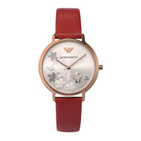 阿玛尼（Emporio Armani) 大气俏皮手表女印花表盘时尚皮带石英表 女腕表AR11114