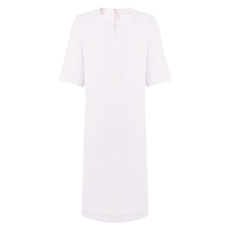 鄂尔多斯1980 春夏轻薄V领纯色宽松连衣裙简约百搭侧开叉中长裙女