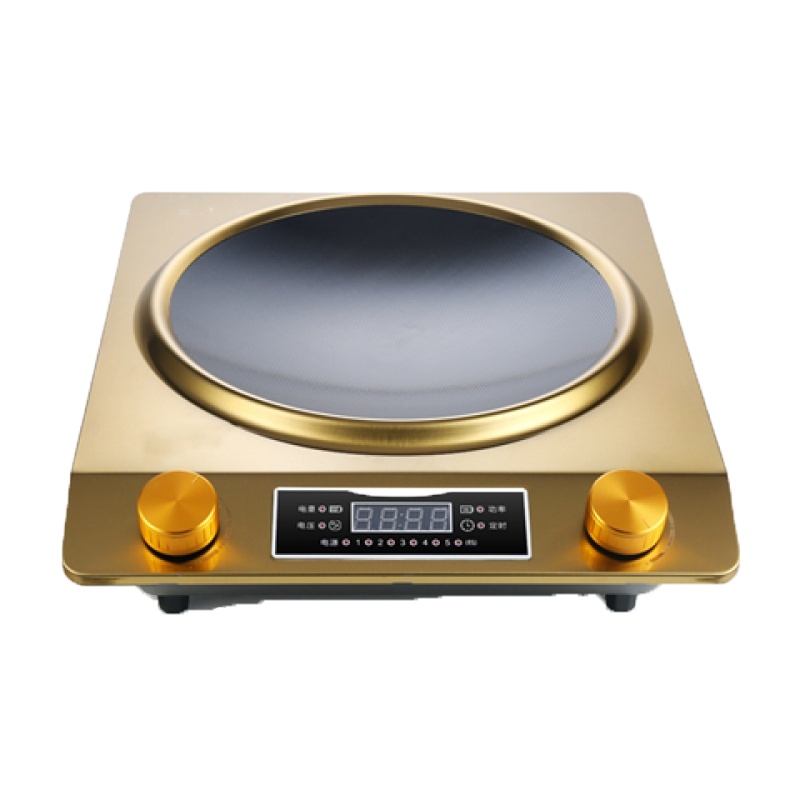 纳丽雅(Naliya)3500W凹面电磁炉家用商用 大功率爆炒凹型全套节电磁灶定制 3500凹面金色套餐2[配铁锅]