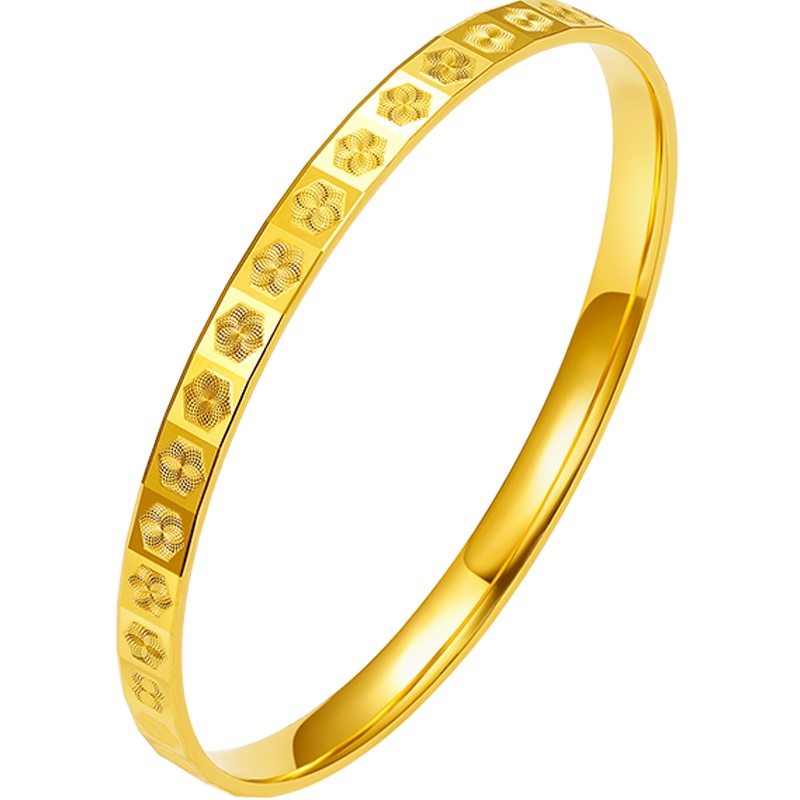 周大生黄金饰品黄金手镯新款女款999足金简约光面手链镯子正品首饰手环