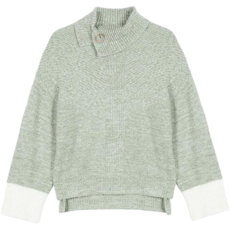 2019冬季学生韩版百搭毛衣外套女装宽松高领长袖外穿毛针织衫开叉