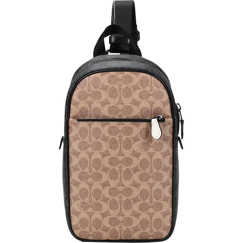 COACH 蔻驰 男士 专柜款涂层帆布/皮革/织物单肩斜挎包胸包 5069