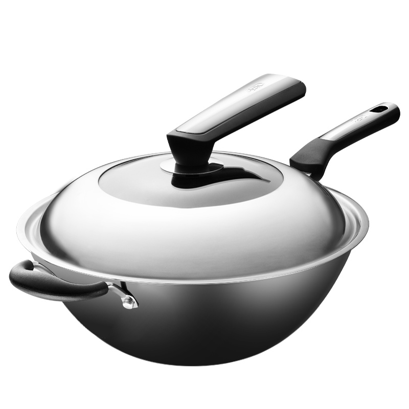 爱仕达（ASD）锅具炒锅 32CM锈不了无涂层铁锅 可立盖炒菜锅 明火专用CF32J6WG32厘米 精铁 燃气灶适用