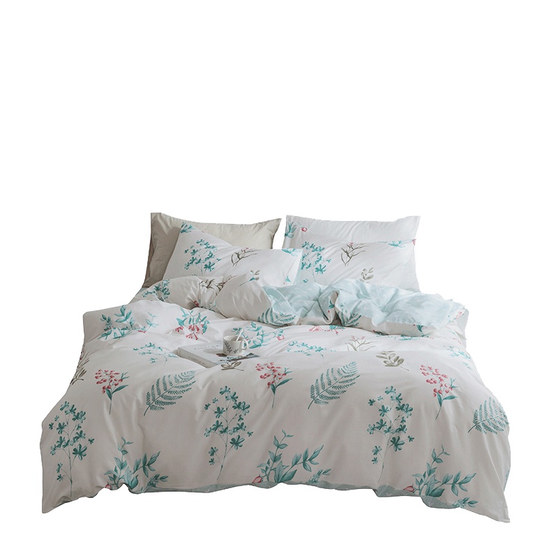 恒源祥家纺全棉印花四件套床上用品小清新床品套件被套床单纯棉 适合1.5/1.8米床
