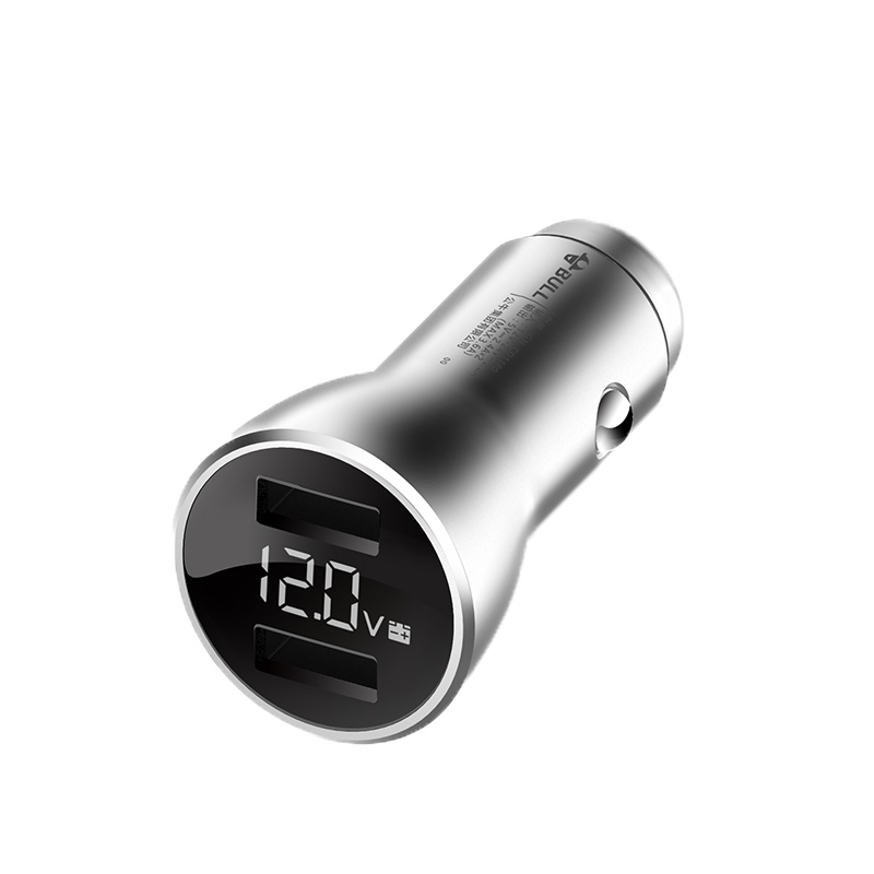 公牛车载数显充电器 汽车点烟器式车充双USB智能快充头多功能一拖二