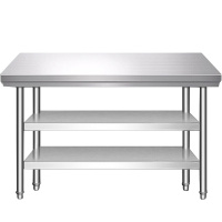 德玛仕不锈钢工作台 厨房操作台置物架商用打荷台 三层操作台1800x600x800mm(工程款304无磁不锈钢)