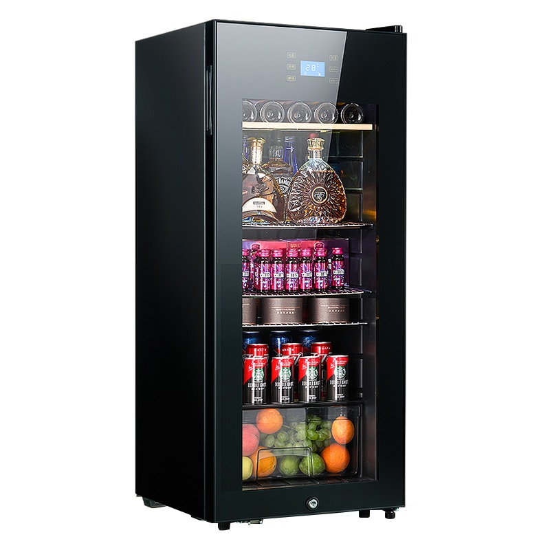 尊堡(zunbao)BJ-128A 恒温红酒柜家用客厅冰吧茶叶饮料水果干货红酒洋酒药物冷藏小型冰箱透明玻璃轻奢式展示柜