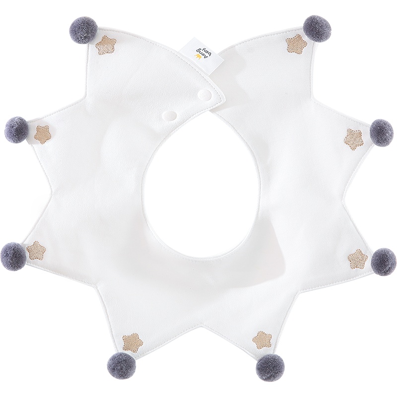 Aengbay婴儿围嘴纯棉宝宝口水巾防吐奶吸水360度围兜可爱星星造型