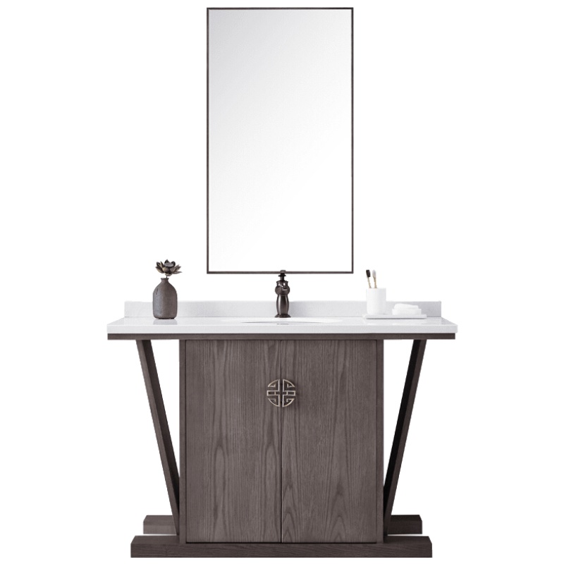 新中式古典浴室柜组合落地式洗脸洗手盆创意洗漱台盆卫生间安心抵