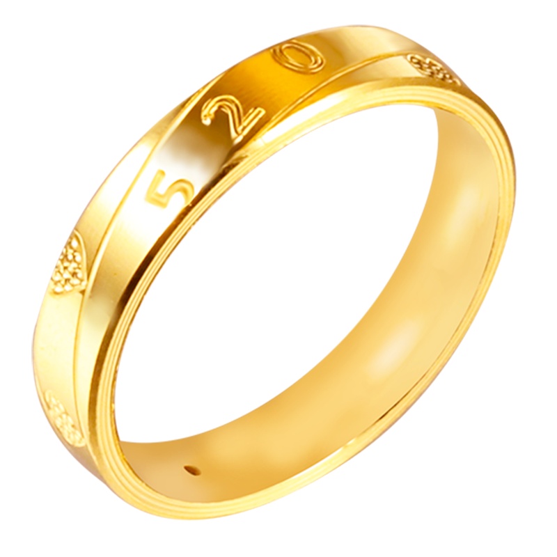黄金码头3D硬金520情侣对戒1314情人节足金999手饰生日表白纪念