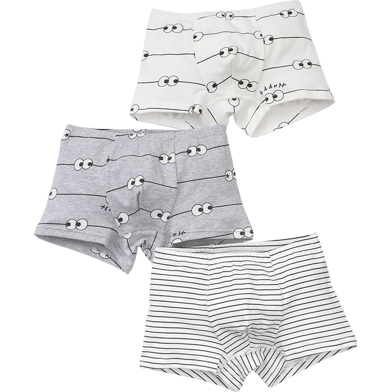 小红豆儿童内裤男童内裤平角宝宝棉质短裤三条装内裤男童柔软舒适内裤