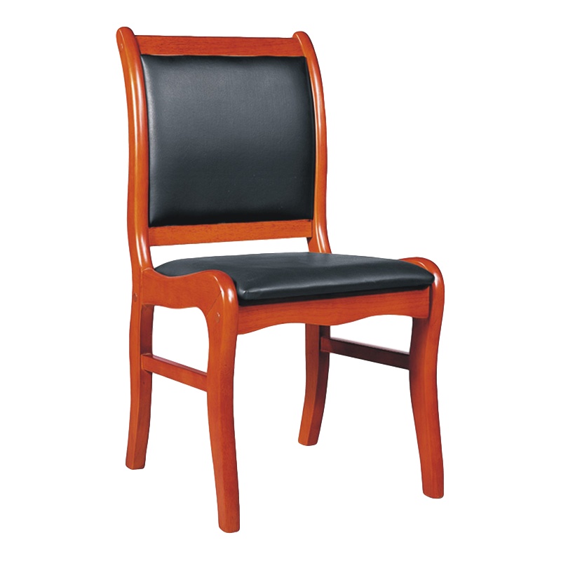 创世人 办公家具办公椅电脑椅纯橡胶木皮革会议椅靠背椅培训椅子