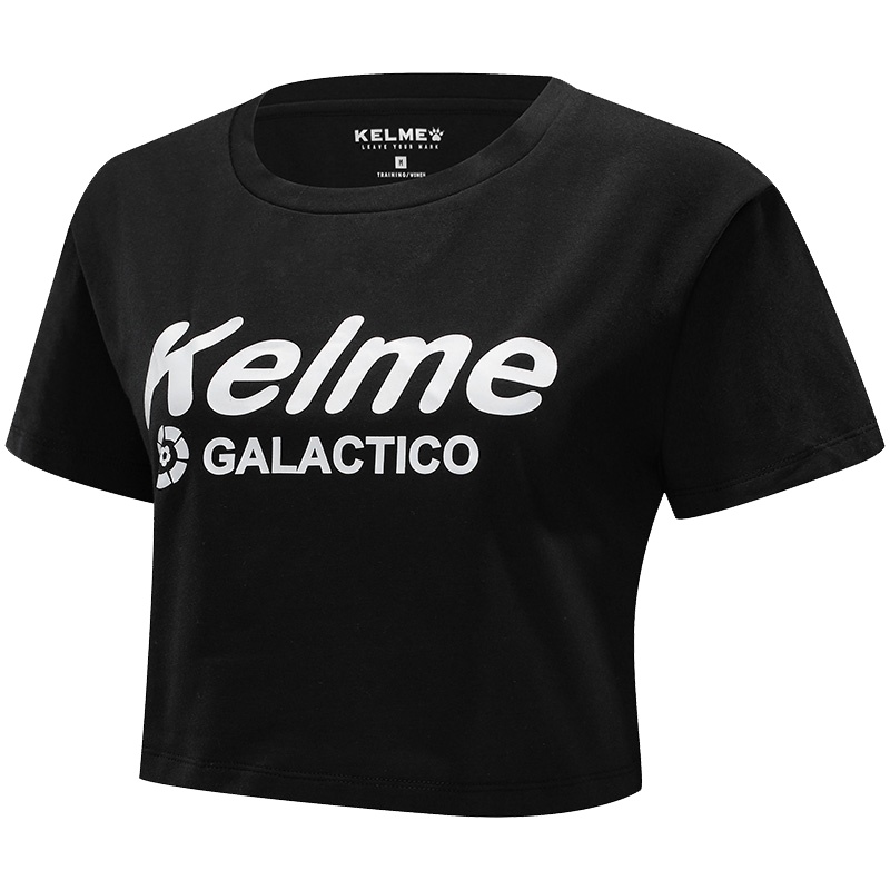 KELME/卡尔美 运动短款露脐纯棉T恤女休闲宽松瑜伽服跑步训练T恤