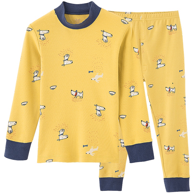 顶瓜瓜儿童秋衣秋裤套装全棉男童保暖内衣纯棉宝宝棉毛衫男孩睡衣