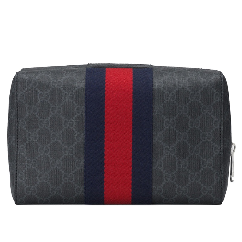 GUCCI 古驰男包 gucci古奇奢侈品男士黑灰色尼龙手拿包