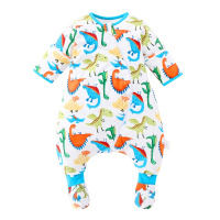 米乐鱼 婴幼儿分腿式夹棉睡袋宝宝带脚套可拆袖纯棉面料加厚秋冬季防踢被