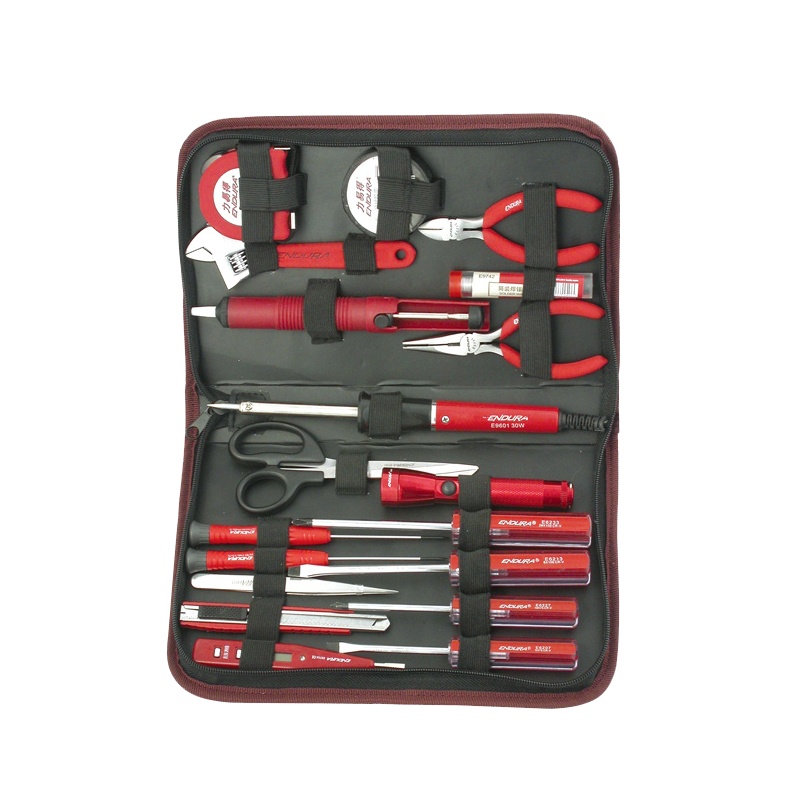 力易得(ENDURA) 19件套电子维修组套 维修组套 手动工具组套 五金工具箱 货号E1127