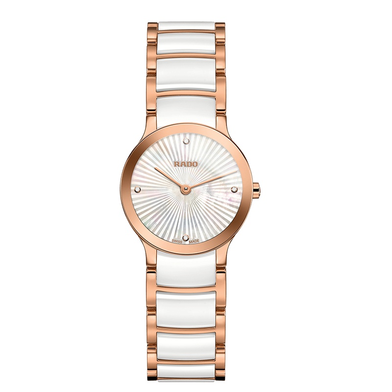 雷达(RADO)瑞士手表 晶萃系列时尚机械女表 23mm小表盘带4钻陶瓷表带 R30186902