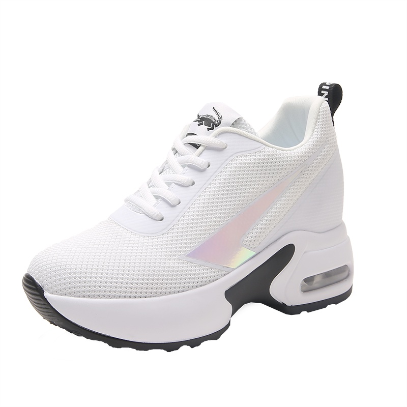 卡帝乐鳄鱼CARTELO19春季款女鞋系带透气厚底轻便内增高松糕女休闲鞋