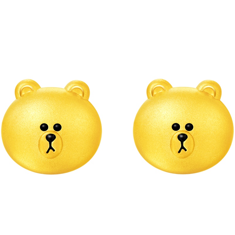 周大福 LINE FRIENDS系列布朗熊足金金耳钉R22079