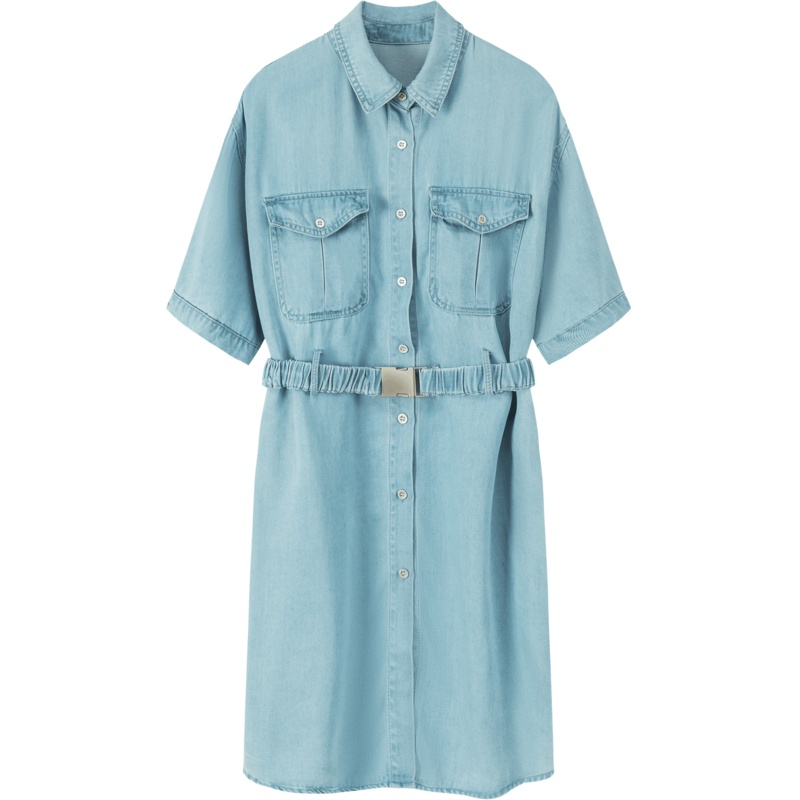 OtherMix牛仔少女连衣裙女2021年早秋新款高腰薄款收腰显瘦短裙子