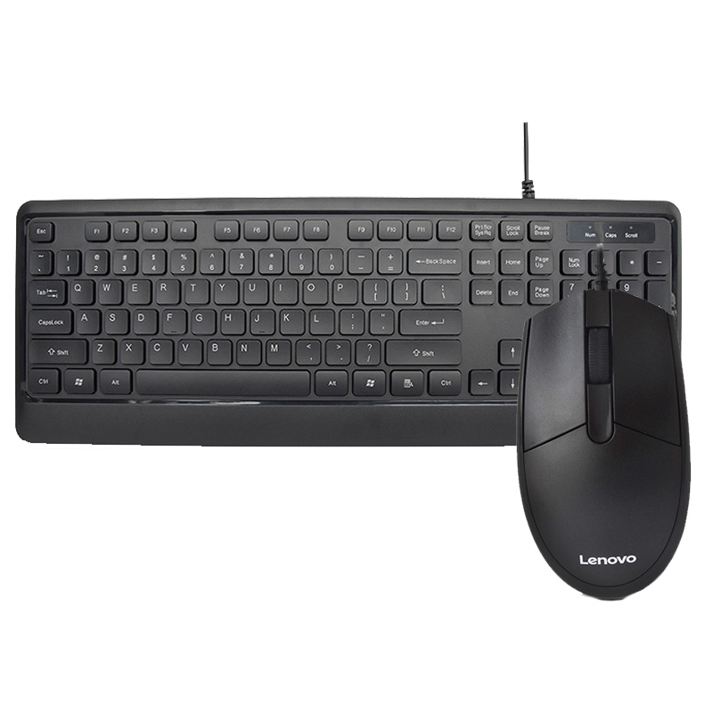 联想KM102有线键盘光电鼠标套装笔记本台式一体机电脑家用商务办公游戏巧克力USB静音防水打字通用键鼠