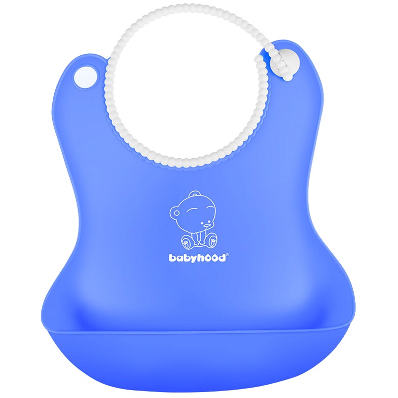 世纪宝贝(babyhood)围兜 婴儿围嘴宝宝饭兜儿童小孩吃饭口水巾 硅胶防水BH-401 蓝色