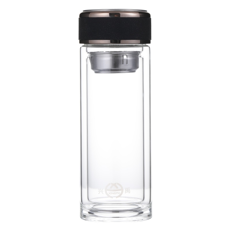 [手工烧制]兴禹 透明玻璃茶杯270ml学士杯 双层防烫 优选材质