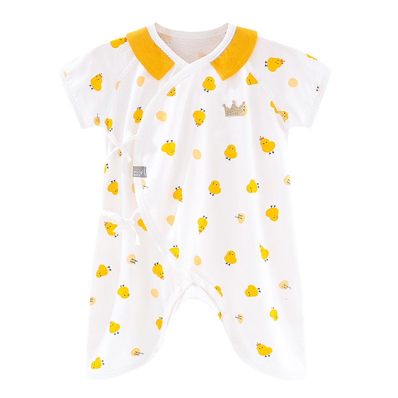 Aengbay 新生儿和尚服蝴蝶衣短袖婴儿衣服连体衣薄款夏季哈衣爬服