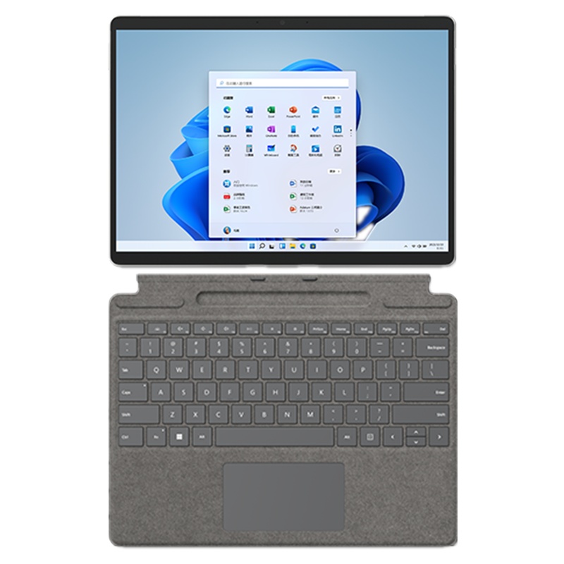 [配原装亮铂金键盘]微软(Microsoft)Surface Pro8 8G 256G 11代i5-1135G7 二合一平板电脑 亮铂金/石墨灰 13英寸窄边触屏 轻薄本笔记本电脑