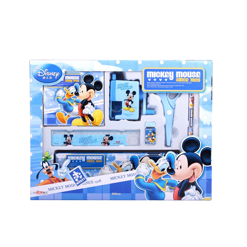 迪士尼文具礼盒 DE6049蓝削笔器铅笔盒套装小学生儿童学习文具大礼物包礼盒奖品 男女孩米奇学习用品套装 幼儿园生日礼品