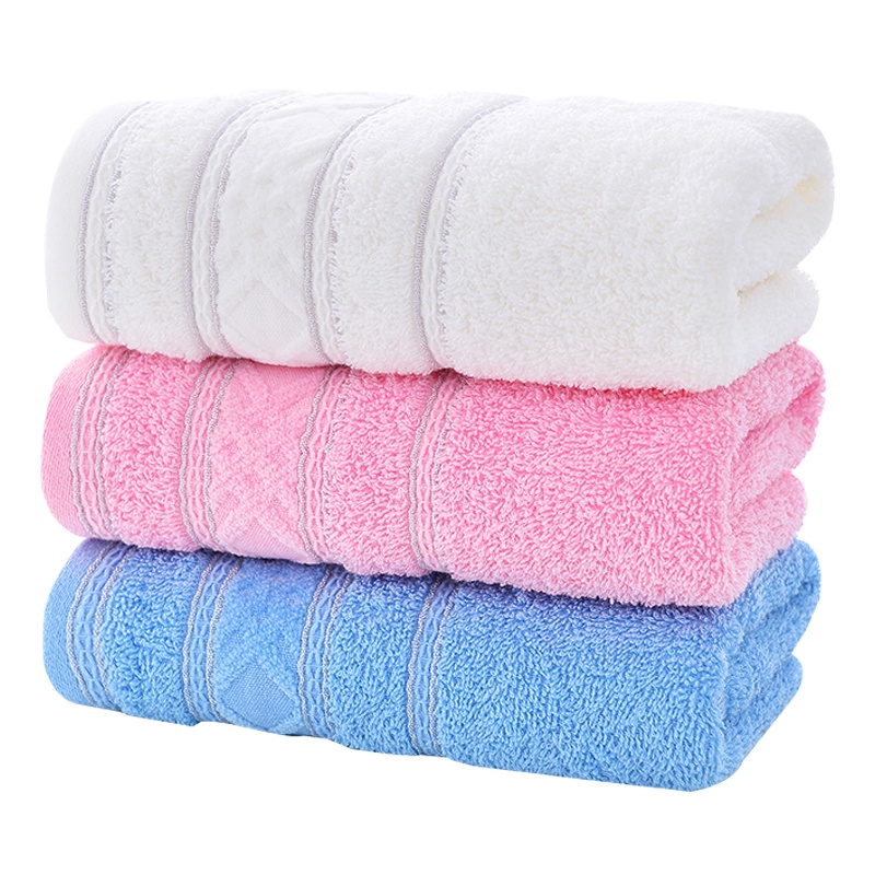 洁丽雅(Grace)毛巾纯棉素色条纹柔软亲肤吸水毛巾三条装