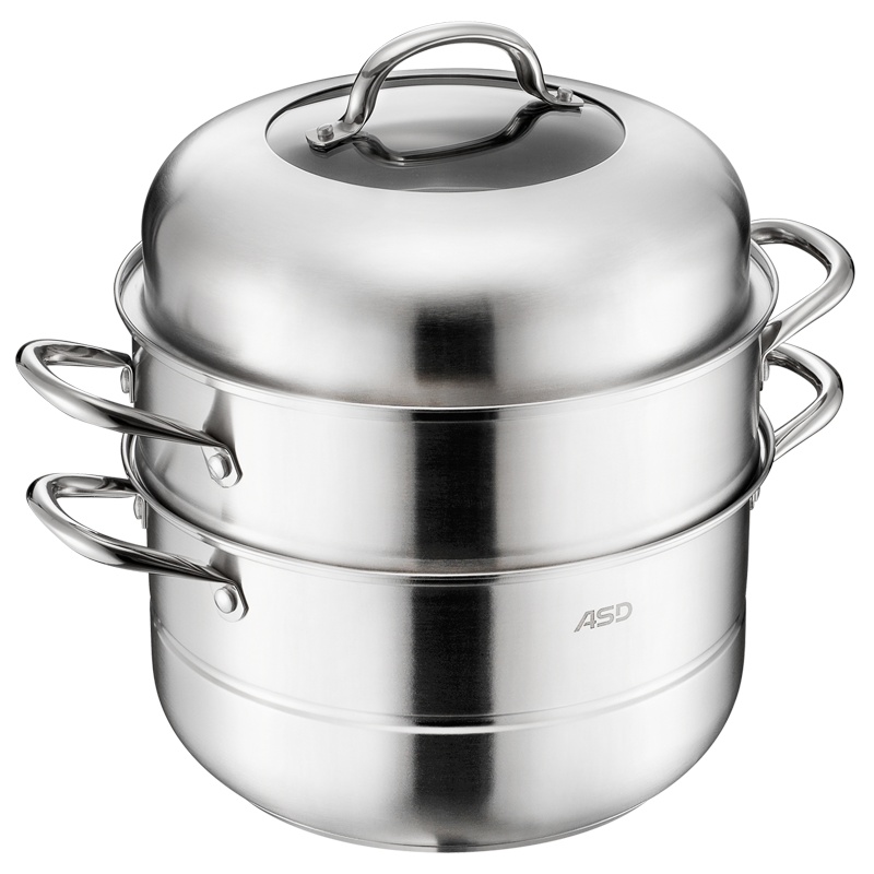 爱仕达(ASD)30CM蒸锅 家用304不锈钢两层大容量蒸笼锅蒸包子馒头JX1530K燃气电磁炉通用