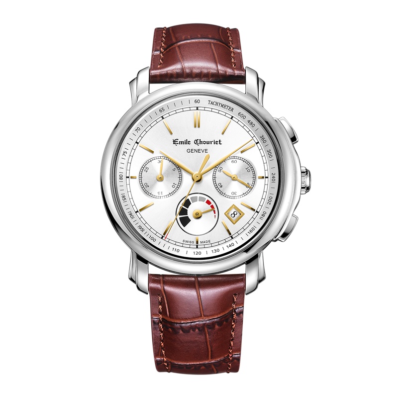 艾米龙(Emile Chouriet)手表莱蒙系列棕色牛皮带机械男表16.1168.G42.6.8.28.2