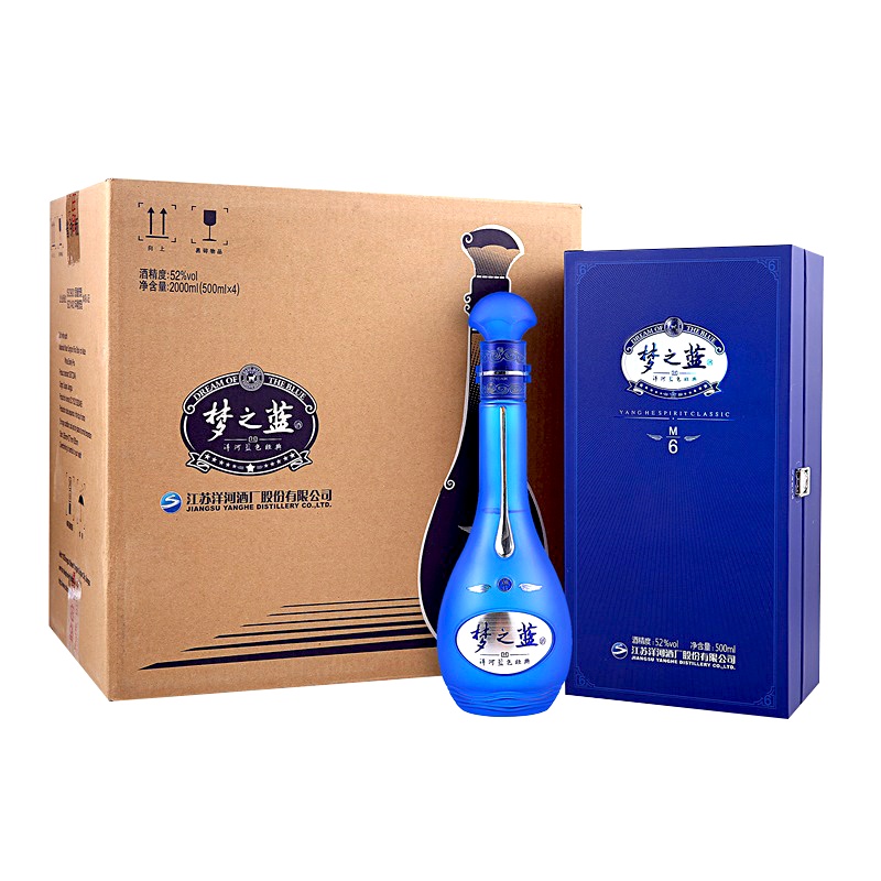洋河(YangHe) 蓝色经典 梦之蓝M6-52度500ml*4瓶箱装 浓香型白酒 (团购产品加团购专用勿拍)