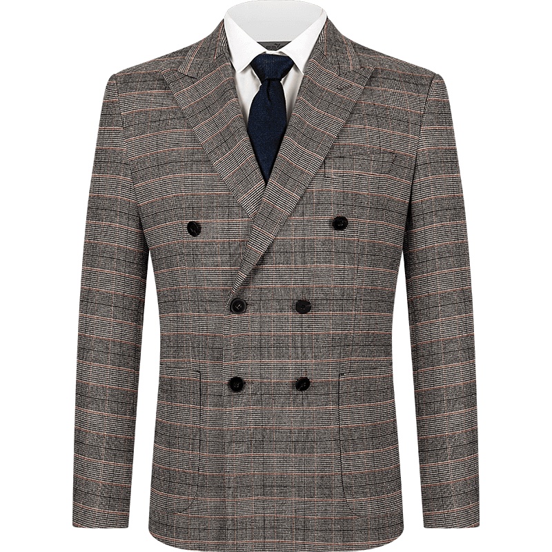 柒牌西服上衣男2021秋季新款商务休闲英伦风格子西装外套男装单西