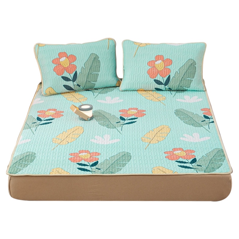 乳胶凉席三件套夏季1.5米1.8m床冰丝席凉枕可水洗折叠空调软席