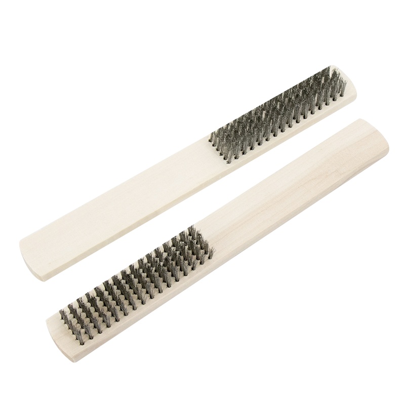 冰禹 BY-2339 木柄钢丝刷 (3个) 不锈钢丝刷 除漆除锈刷子 钢丝板刷 金属表面清洁刷