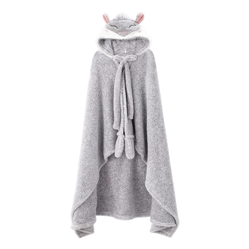 安之伴珊瑚绒懒人秋冬季披肩披风毯子卡通学生家居服连帽午睡斗篷