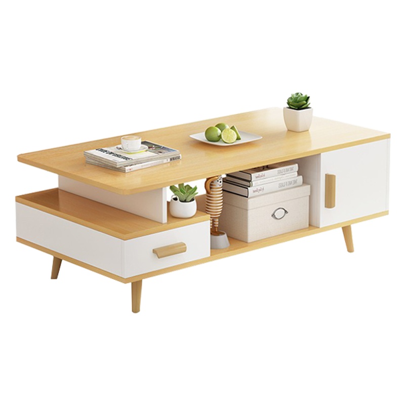 创世人 茶几电视柜组合客厅带抽大储物原木色客厅家具套装家具