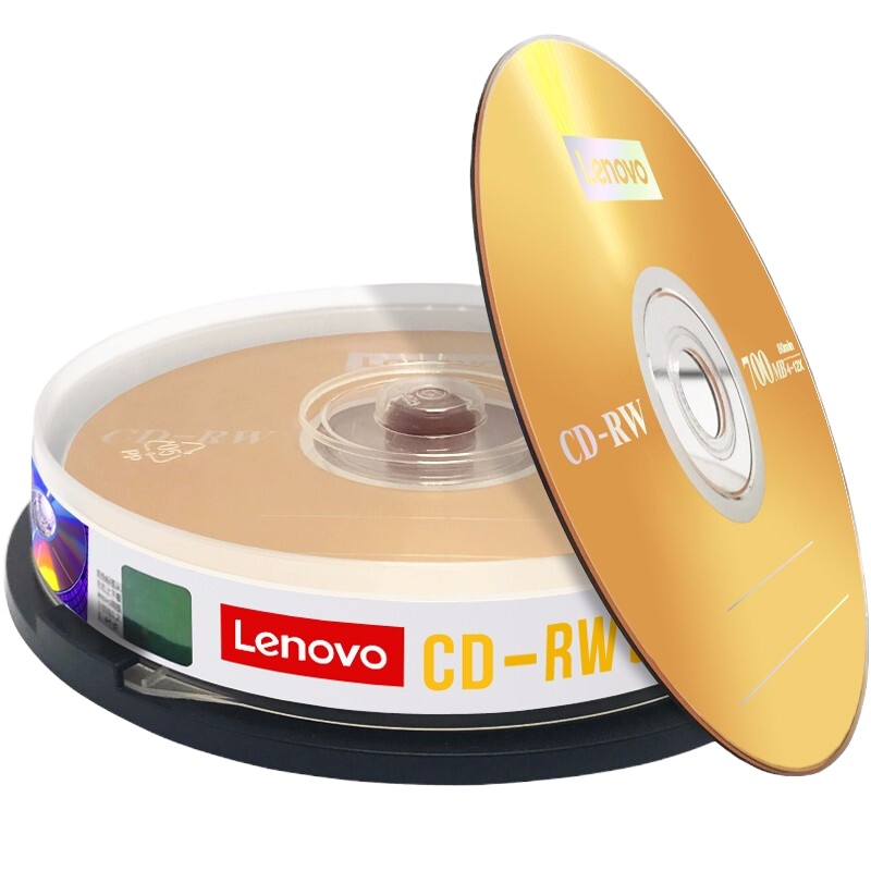 联想(Lenovo)CD-RW 空白光盘/刻录盘 4-12速700MB 台产档案系列 桶装10片 可擦写 可重